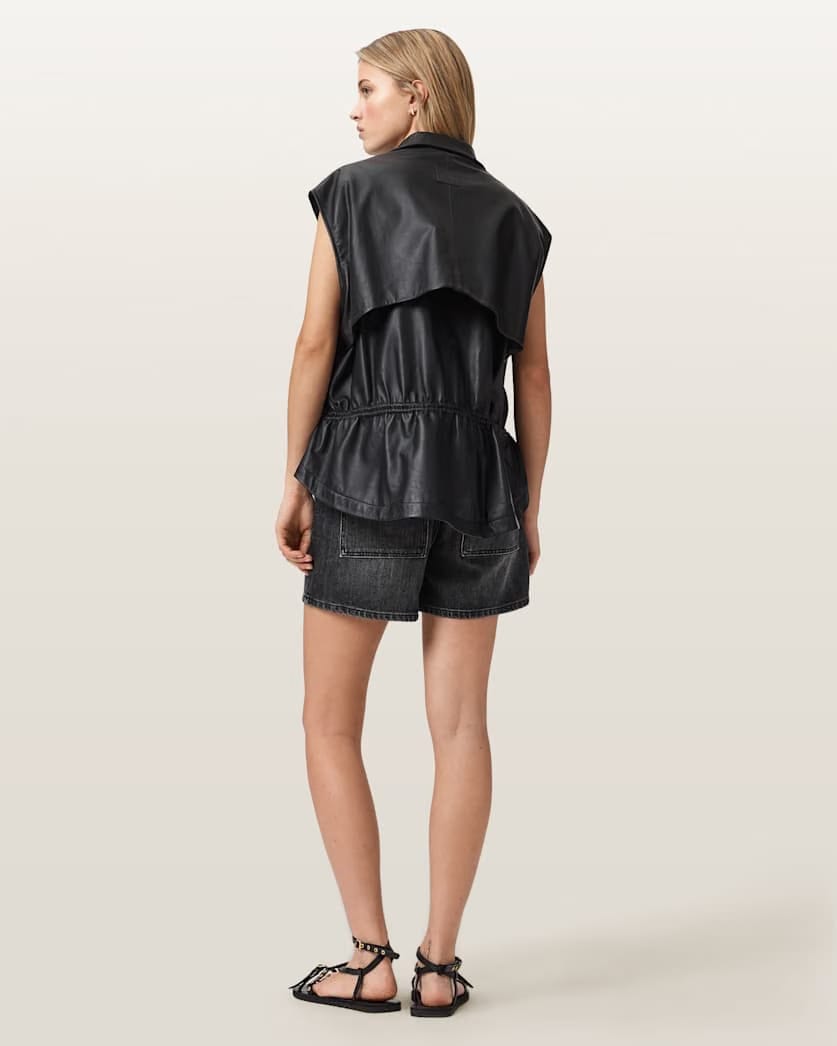AllSaints Tay Mid Rise Denim Shorts Women's Black Women's