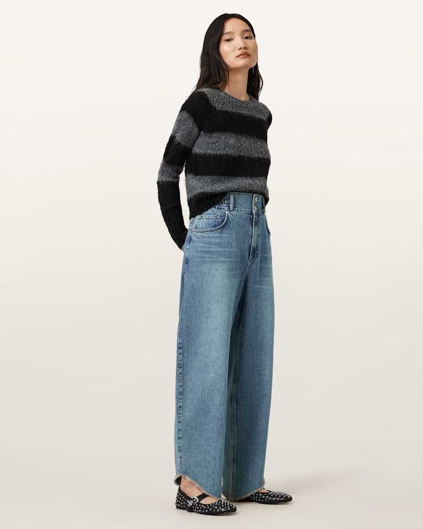 AllSaints Taylor Frayed Barrel Leg Jeans Women's Light Indigo Women's