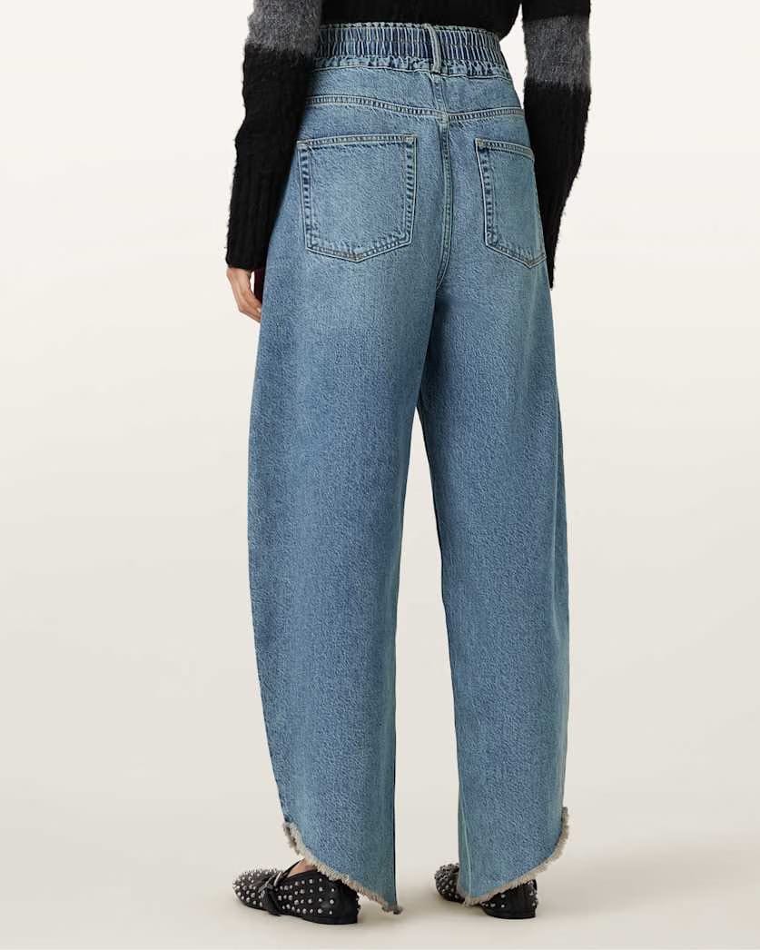 AllSaints Taylor Frayed Barrel Leg Jeans Women's Light Indigo Women's