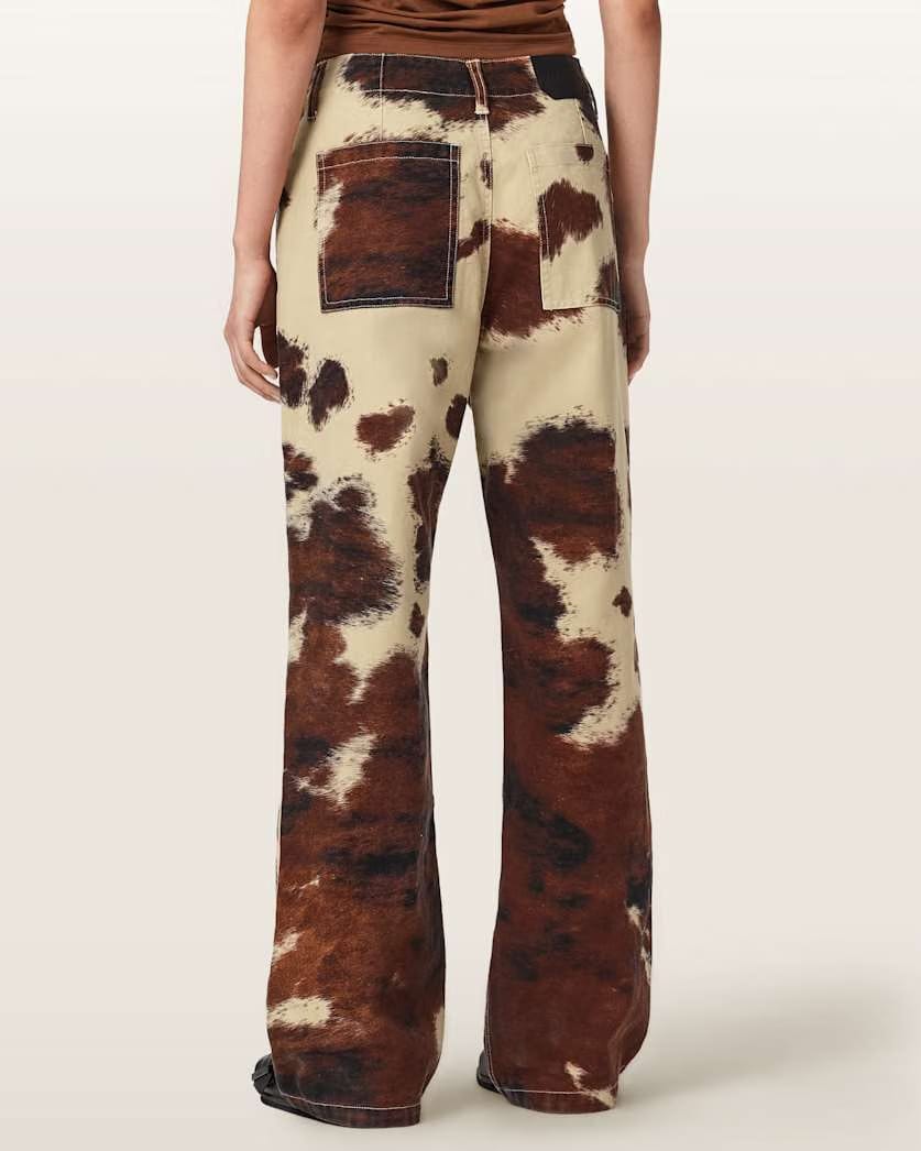 AllSaints Taya Cow Print Denim Jeans Women's Cow Print Women's