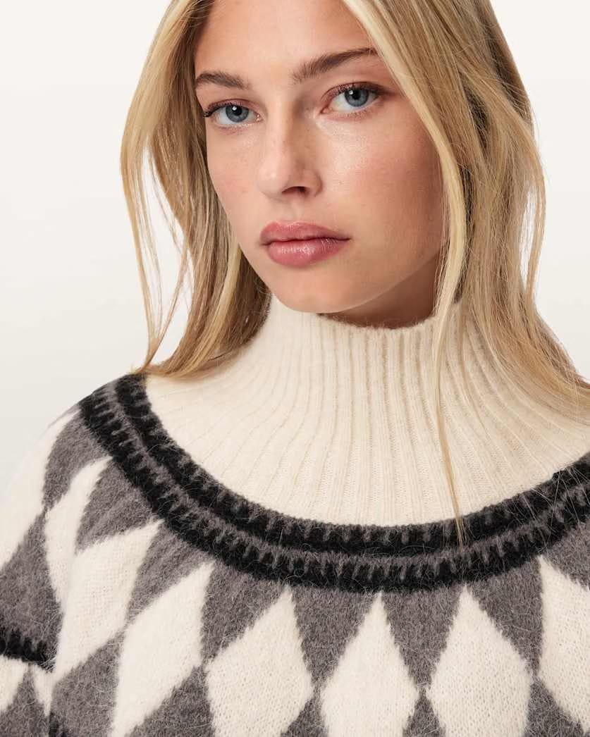 AllSaints Tara Wool Blend Sweater Women's Chalk White/Grey Women's
