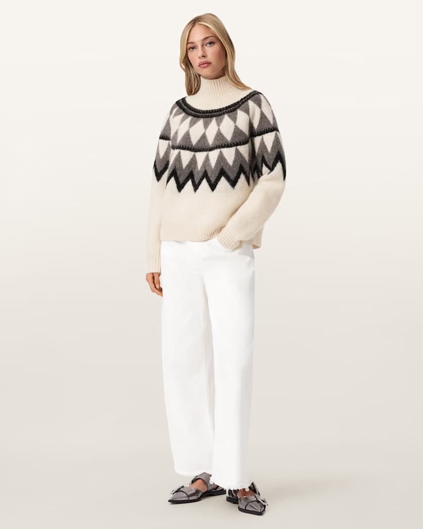 AllSaints Tara Wool Blend Sweater Women's Chalk White/Grey Women's