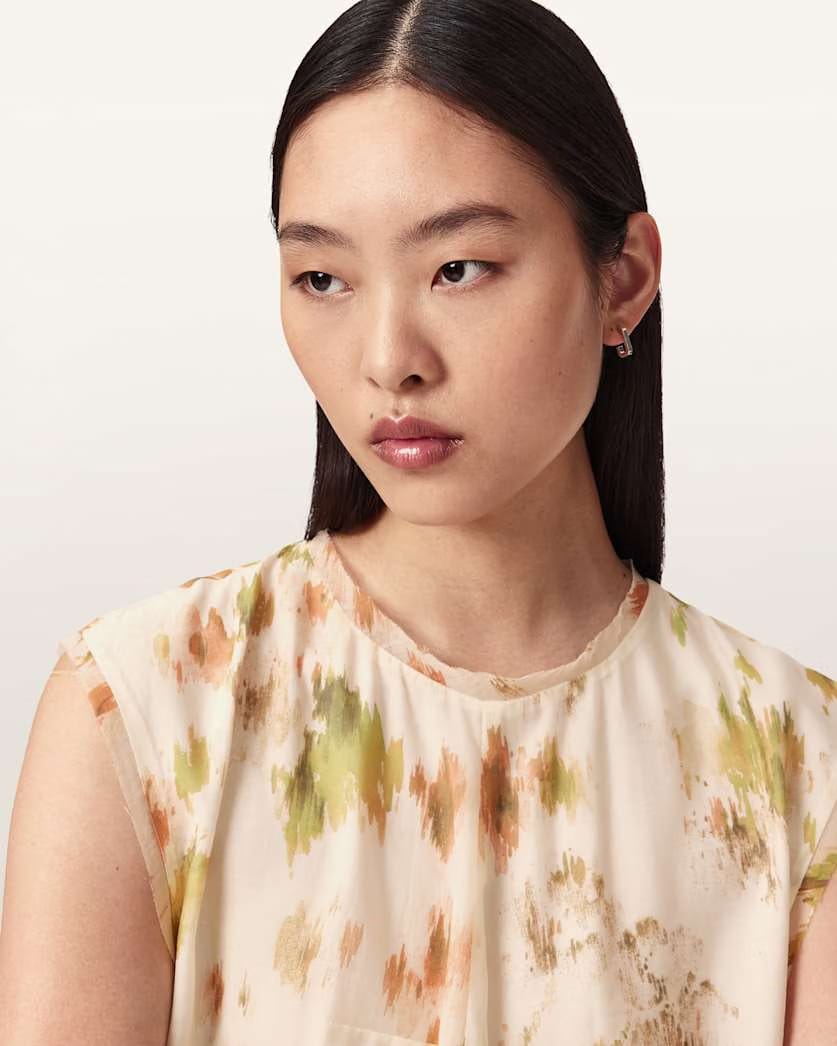 AllSaints Tanner Floral Midi Dress Women's Wildflower White Women's