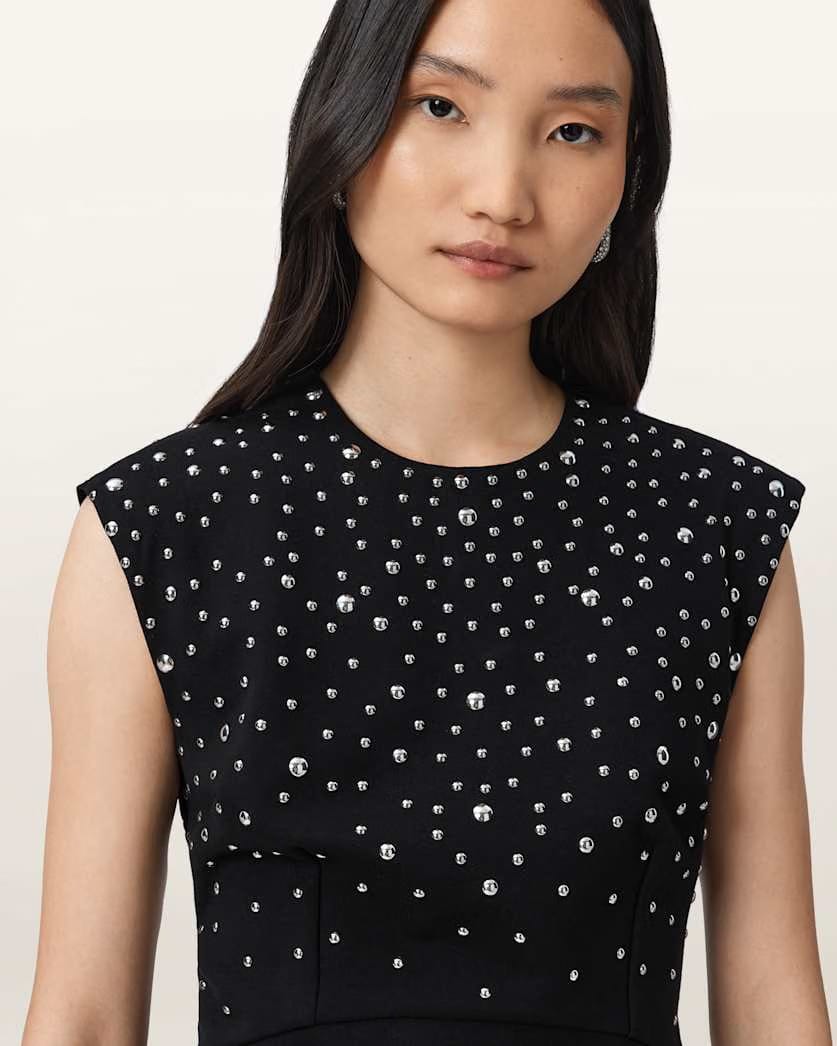 AllSaints Tamara Embellished Mini Dress Women's Black Women's