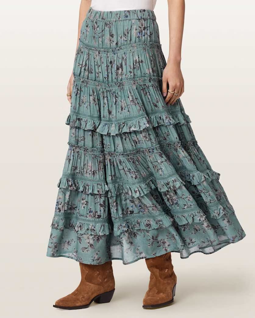 AllSaints Talia Printed Midi Skirt Women's Vine Black Women's