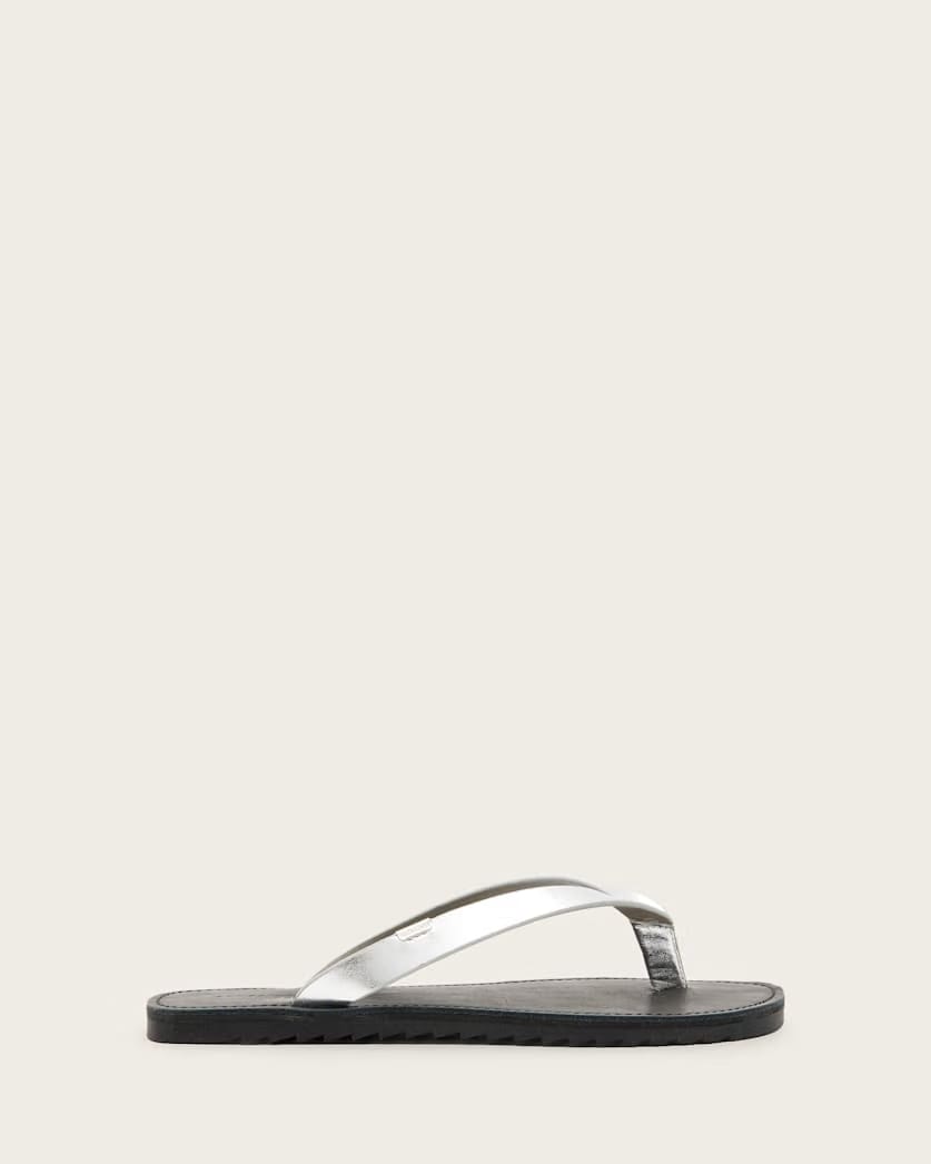 AllSaints Sydney Metallic Leather Sandals Women's Silver Women's