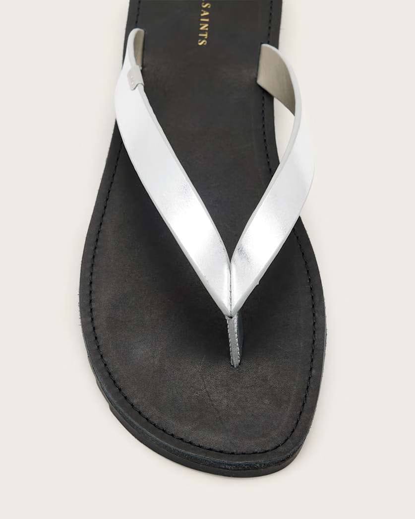 AllSaints Sydney Metallic Leather Sandals Women's Silver Women's