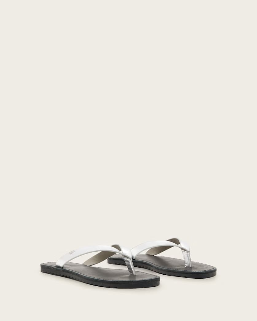 AllSaints Sydney Metallic Leather Sandals Women's Silver Women's