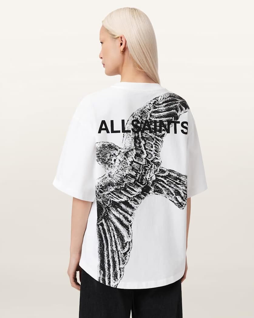 AllSaints Swoop Amelie Oversized T Shirt Women's Optic White Women's