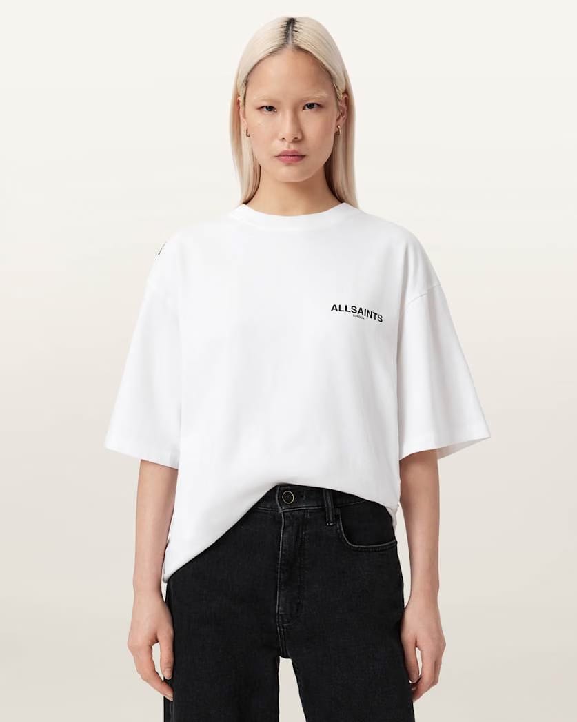 AllSaints Swoop Amelie Oversized T Shirt Women's Optic White Women's