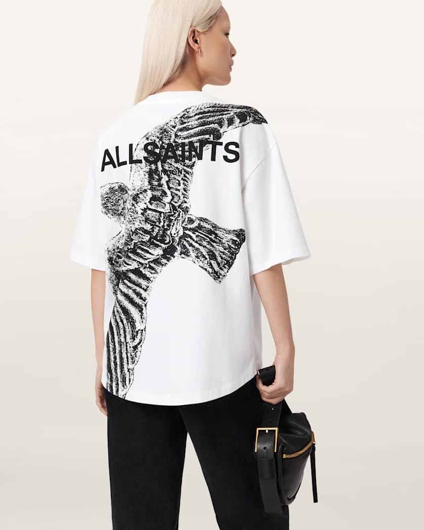 AllSaints Swoop Amelie Oversized T Shirt Women's Optic White Women's