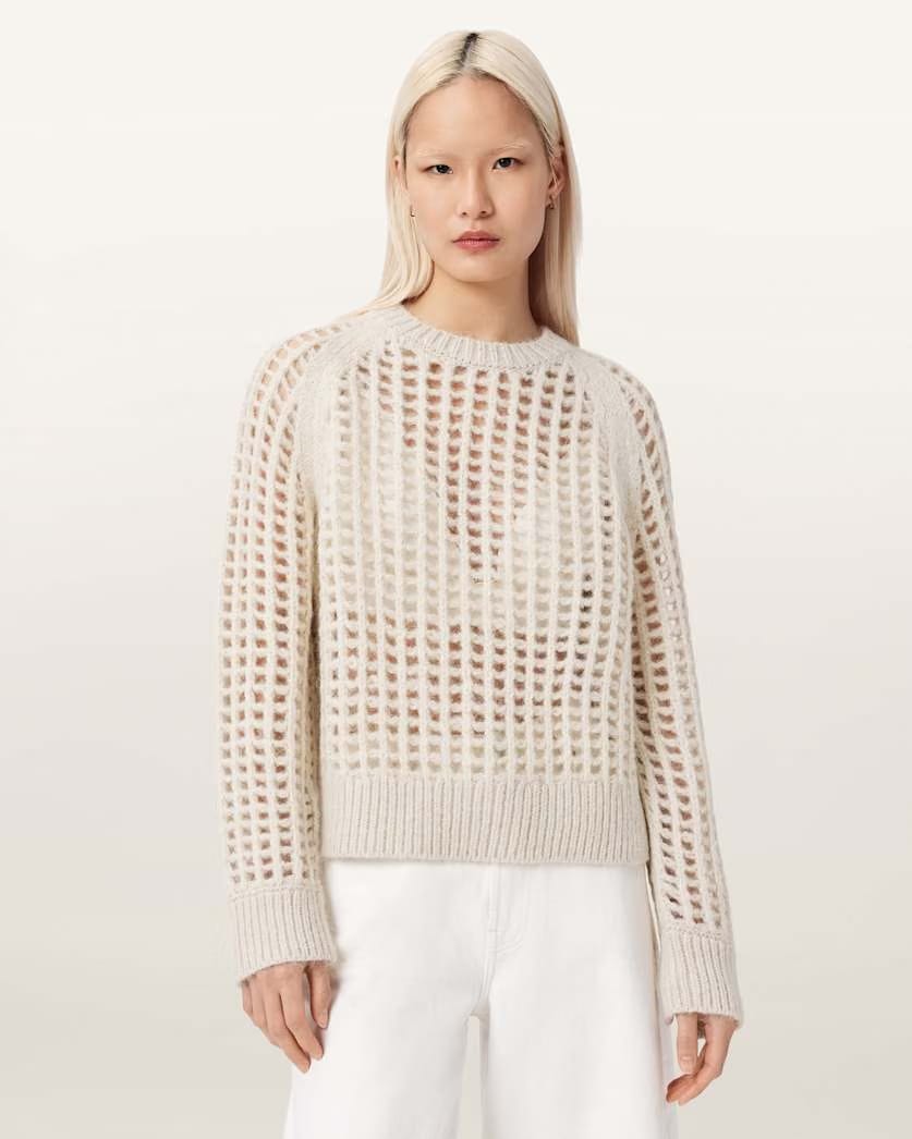 AllSaints Suniva Wool Sweater Women's Chalk White Women's