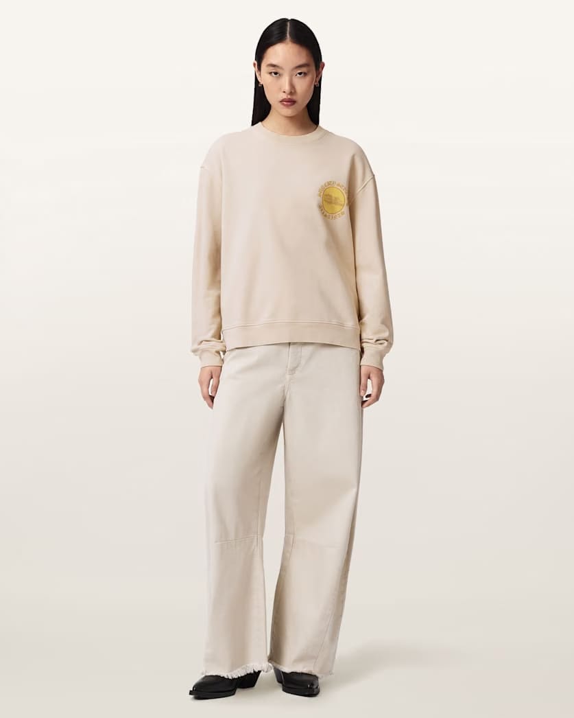 AllSaints Sun City Etta Oversized Cotton Sweatshirt Women's Birch White Women's