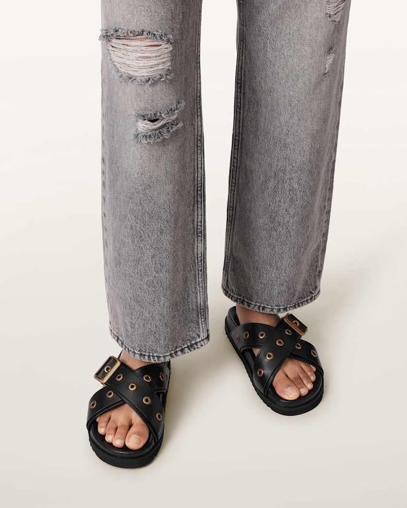 AllSaints Suki Western Leather Sandal Women's Black Women's