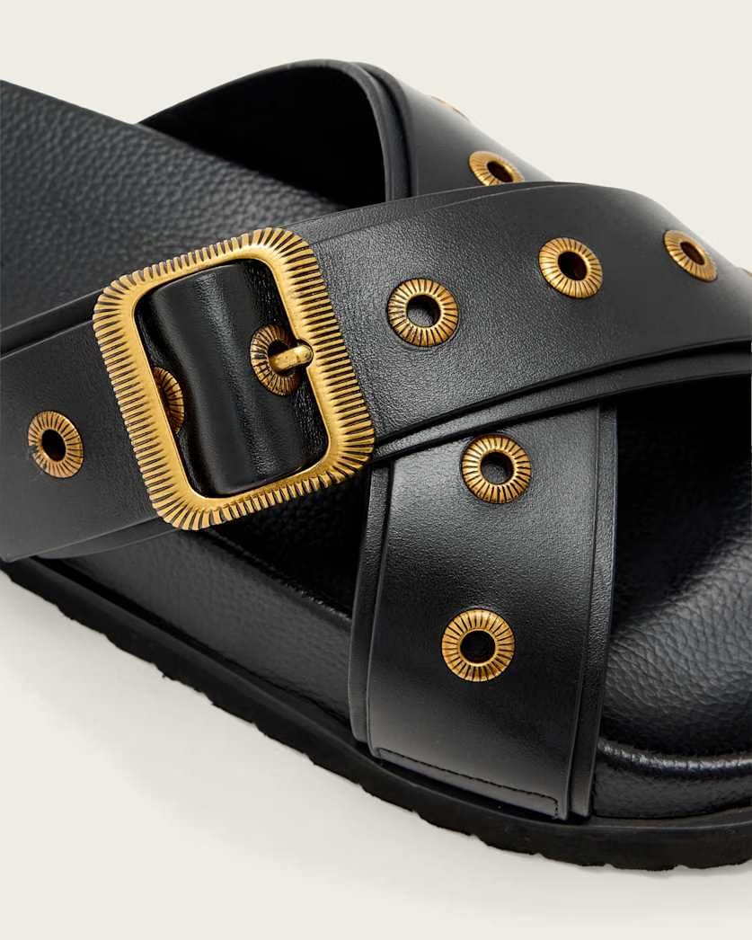 AllSaints Suki Western Leather Sandal Women's Black Women's