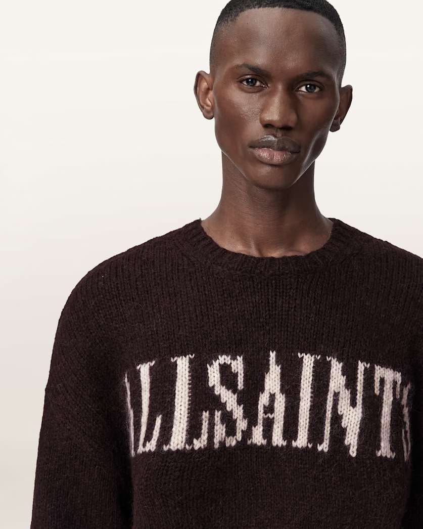 AllSaints Stokes Oversized Boxy Sweater Brown/Ecru White