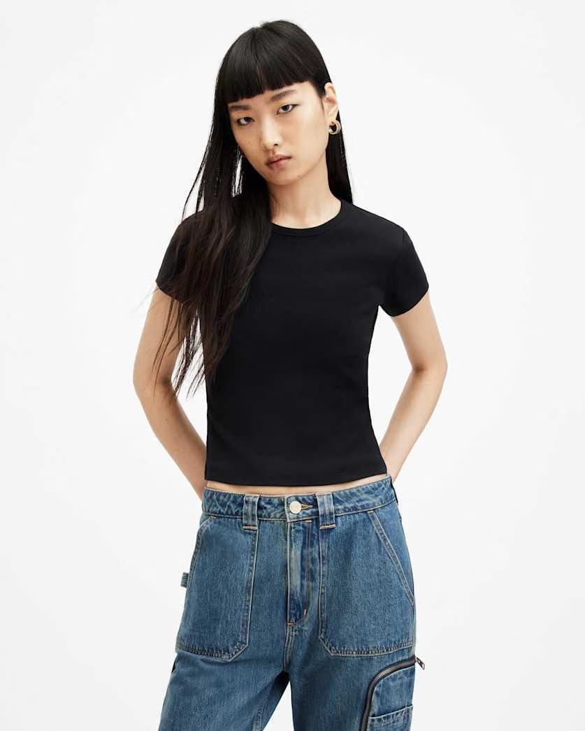 AllSaints Stevie Slim Fit Short Sleeve T Shirt Women's Optic White Women's