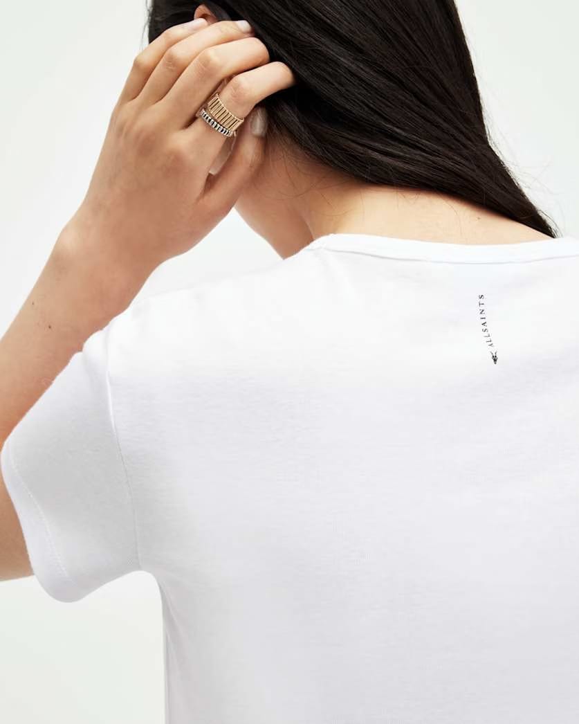 AllSaints Stevie Slim Fit Short Sleeve T Shirt Women's Optic White Women's