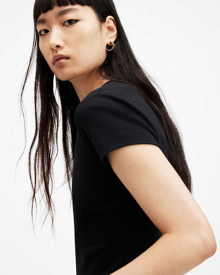 AllSaints Stevie Slim Fit Short Sleeve T Shirt Women's Optic White Women's