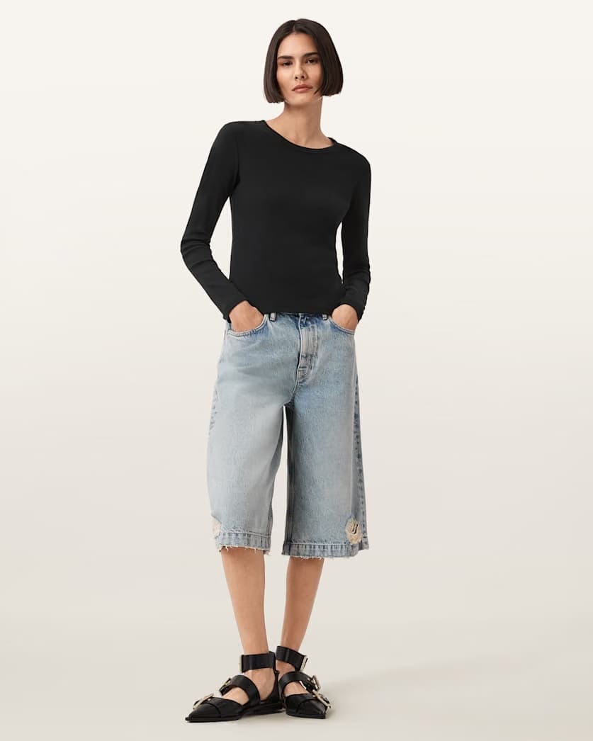 AllSaints Stevie Slim Fit Long Sleeve T-Shirt Women's Black Women's