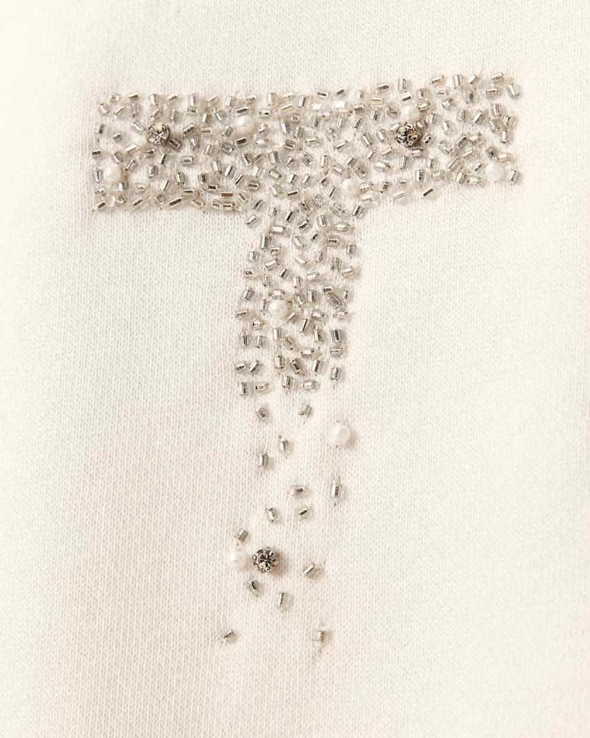 AllSaints Stacks Separo Embellished Cropped Sweatshirt Women's Optic White Women's