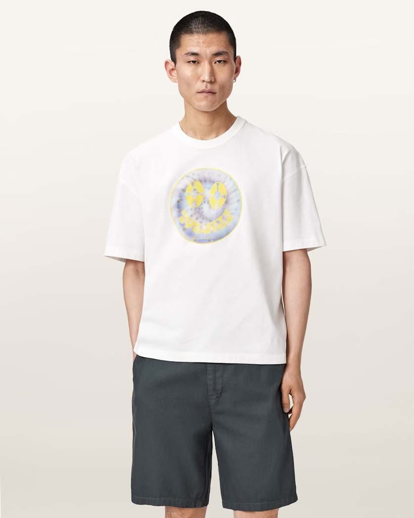 AllSaints Spun Out Boxy Short Sleeve Graphic T Shirt Chalk White