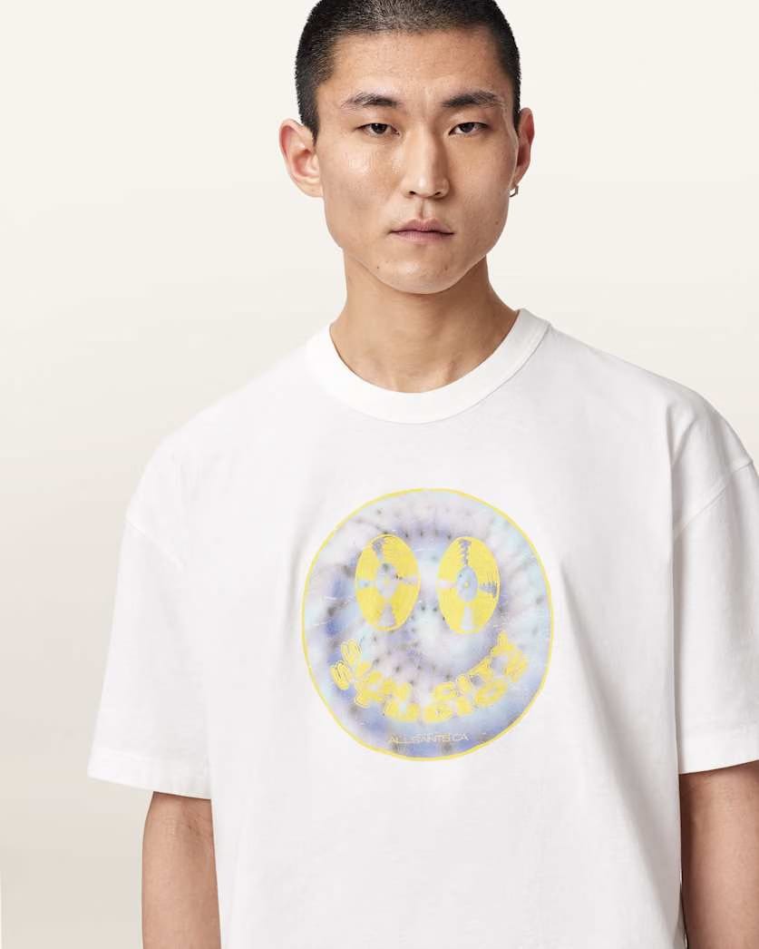 AllSaints Spun Out Boxy Short Sleeve Graphic T Shirt Chalk White