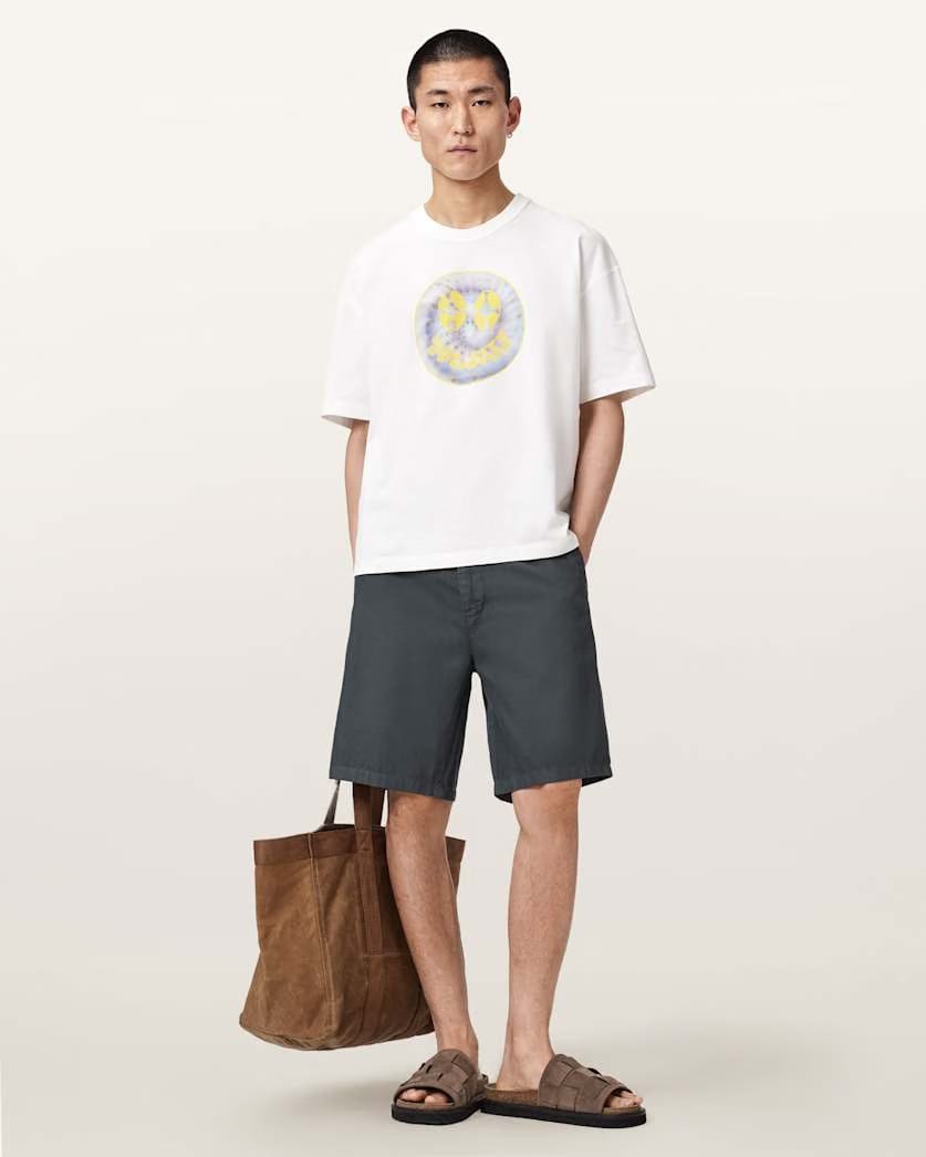 AllSaints Spun Out Boxy Short Sleeve Graphic T Shirt Chalk White