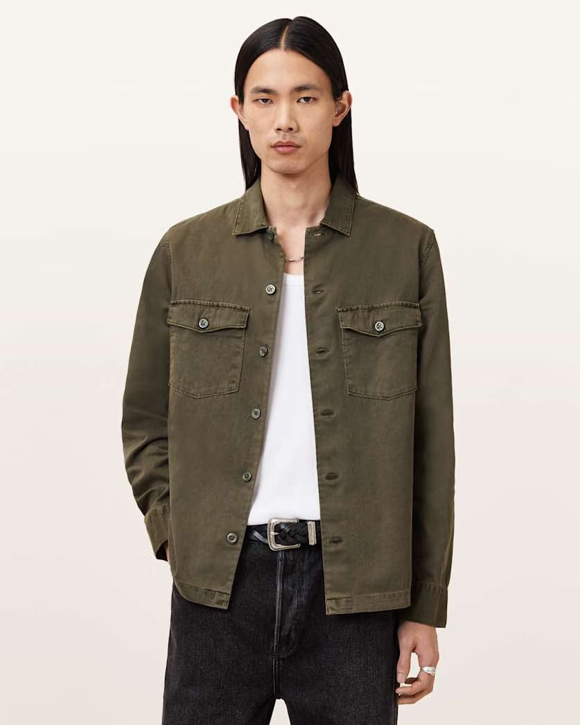 AllSaints Spotter Slim Fit Overshirt Parma Blue