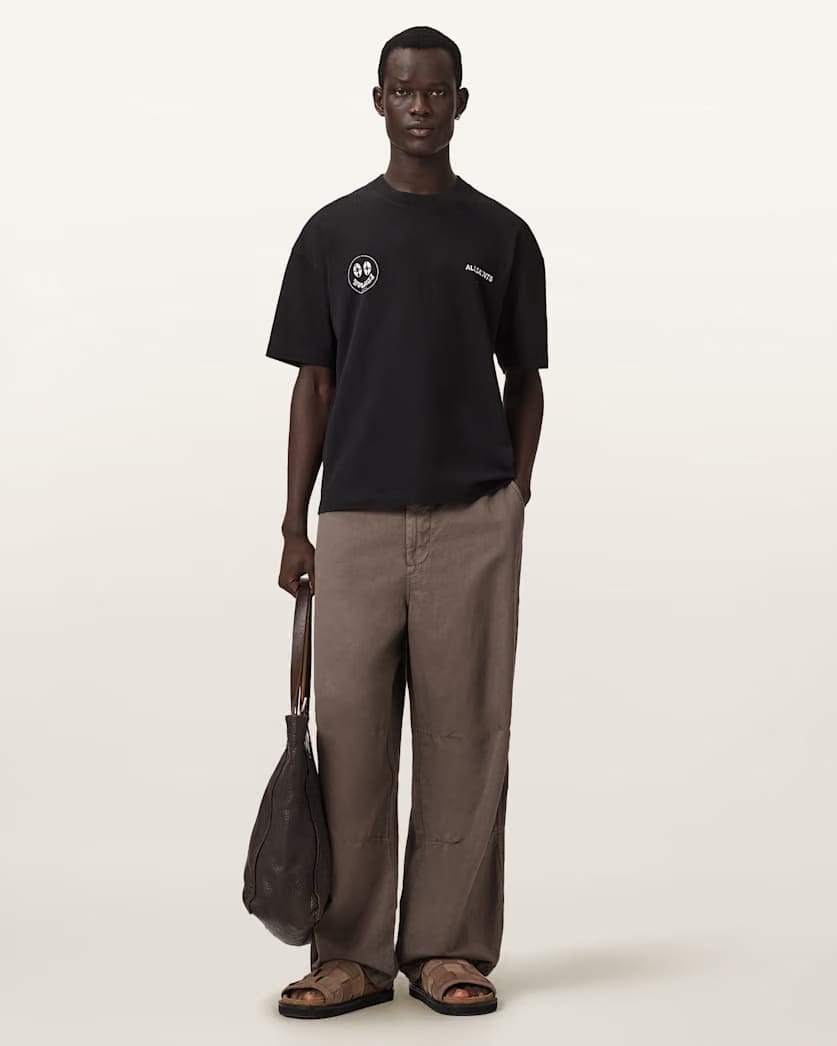 AllSaints Spinner Oversized Short Sleeve Graphic T Shirt Washed Black