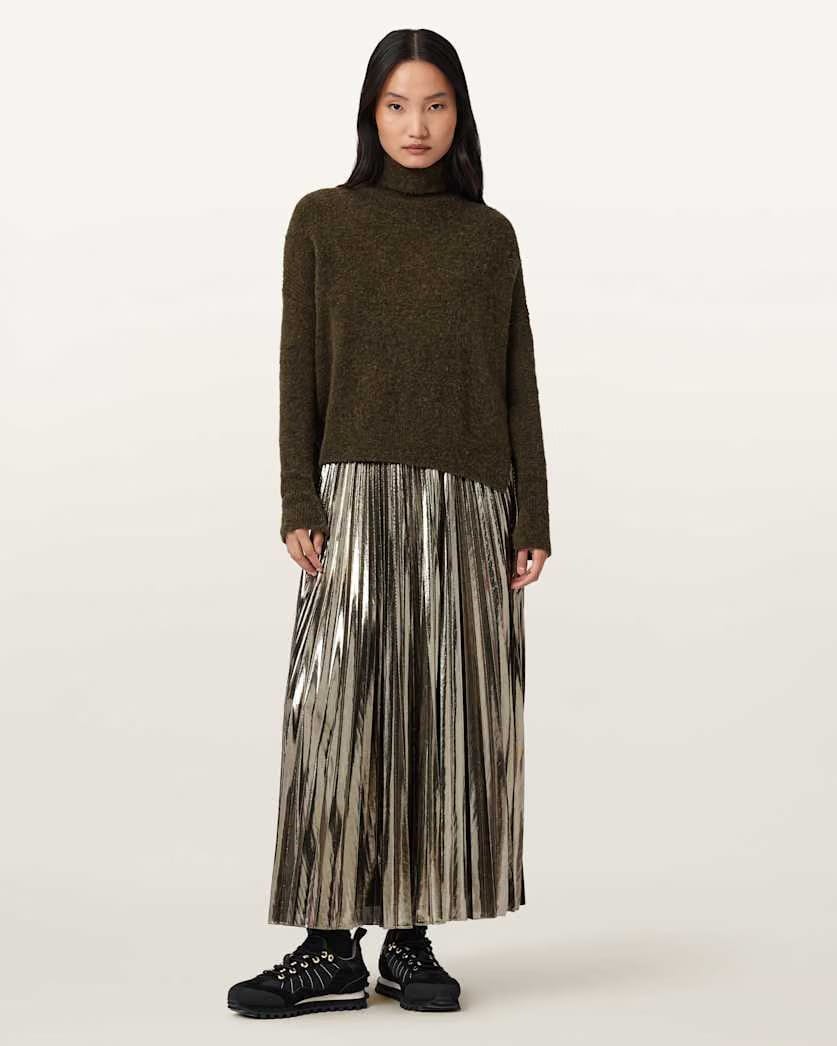 AllSaints Spark 2 In 1 Maxi Dress Women's Bronze Brown Women's