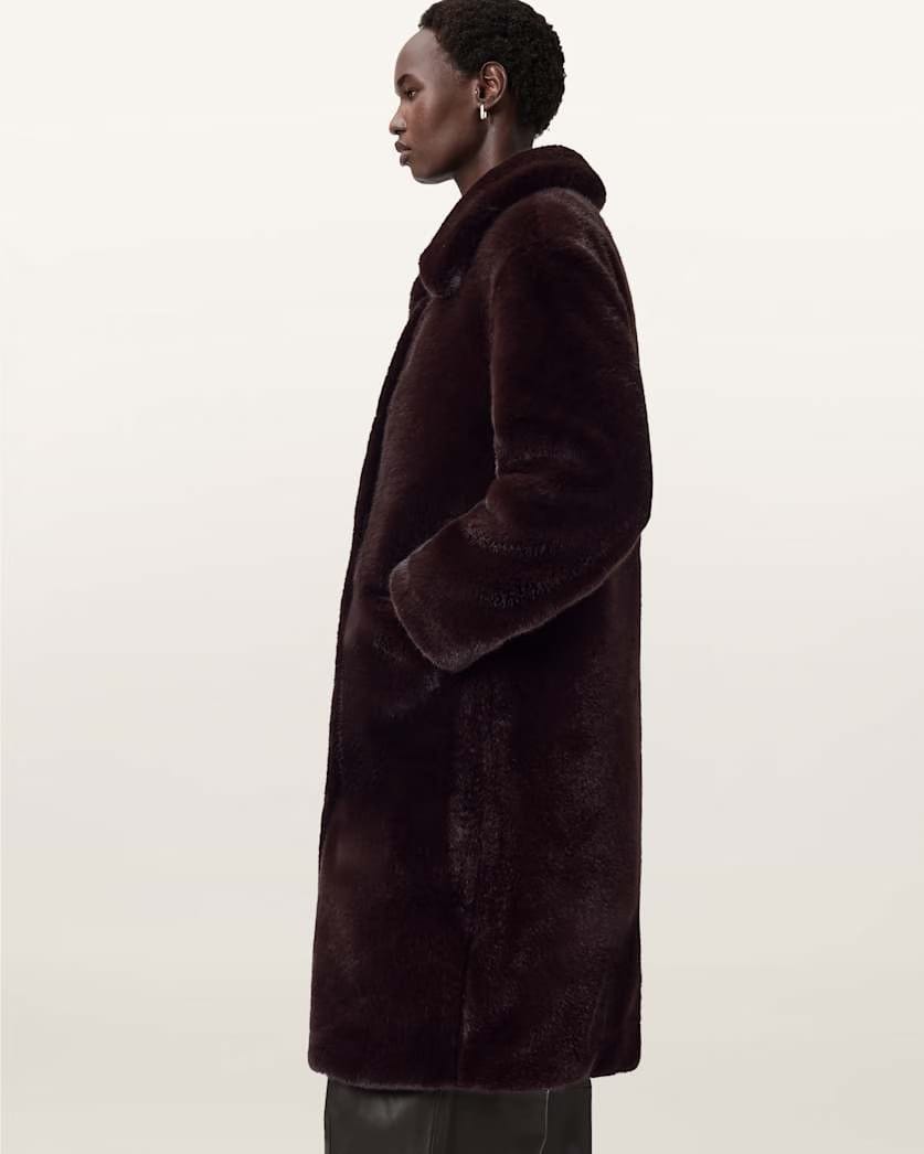 AllSaints Sora Faux Fur Coat Women's Chocolate Brown Women's