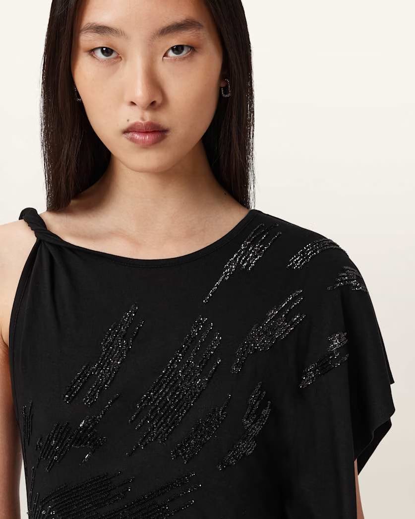 AllSaints Sophie Embellished Mini Dress Women's Black Women's