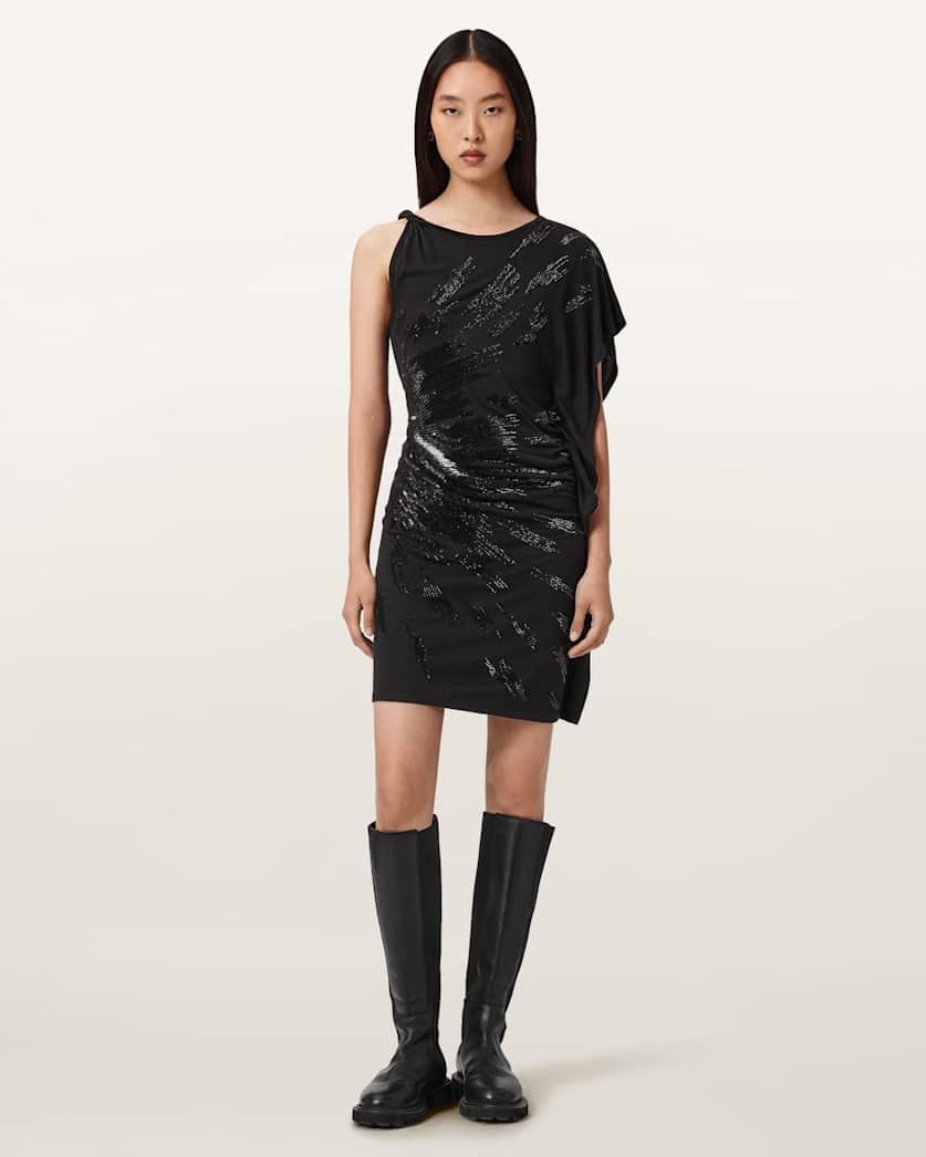 AllSaints Sophie Embellished Mini Dress Women's Black Women's
