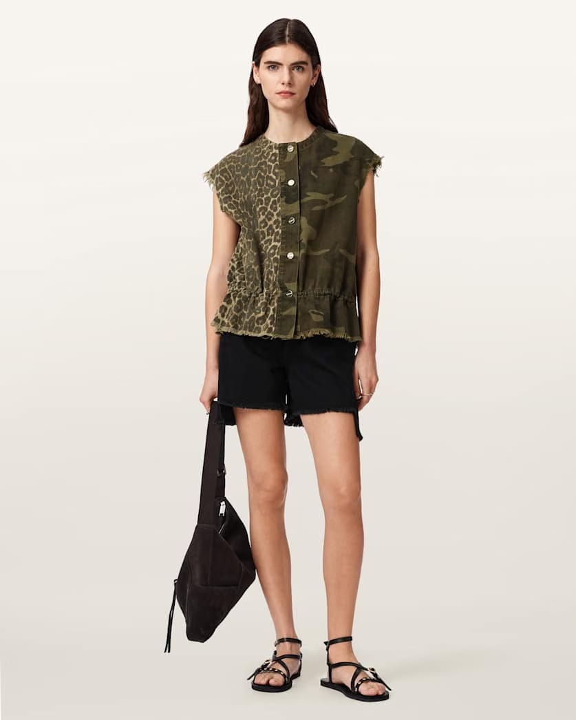 AllSaints Sofi Camo Leopard Print Vest Women's Camo Leppo Green Women's