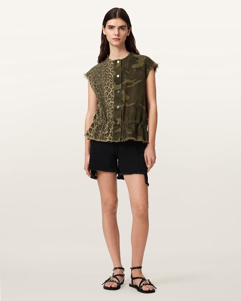 AllSaints Sofi Camo Leopard Print Vest Women's Camo Leppo Green Women's