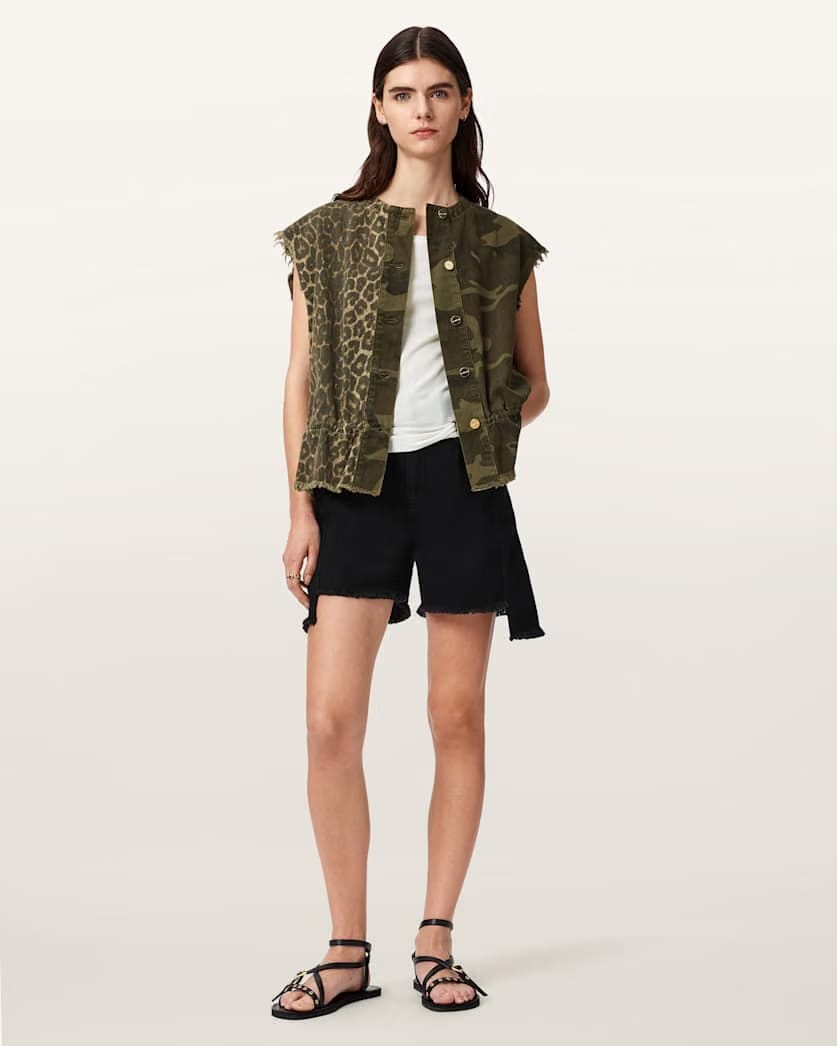 AllSaints Sofi Camo Leopard Print Vest Women's Camo Leppo Green Women's