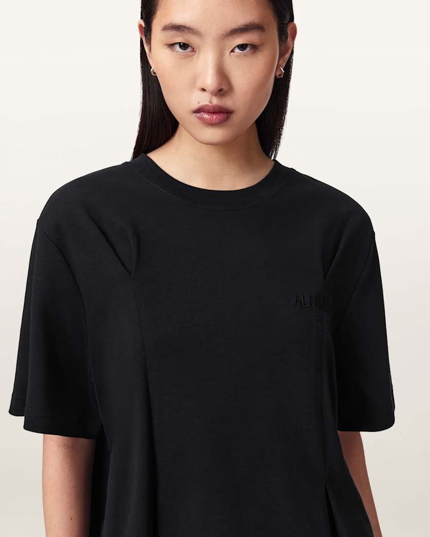 AllSaints Sofia Lisa Boxy Embroidered T Shirt Women's Black Women's