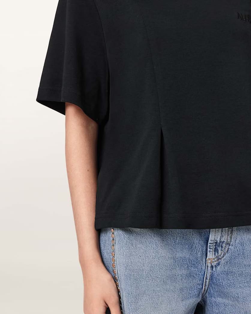 AllSaints Sofia Lisa Boxy Embroidered T Shirt Women's Black Women's