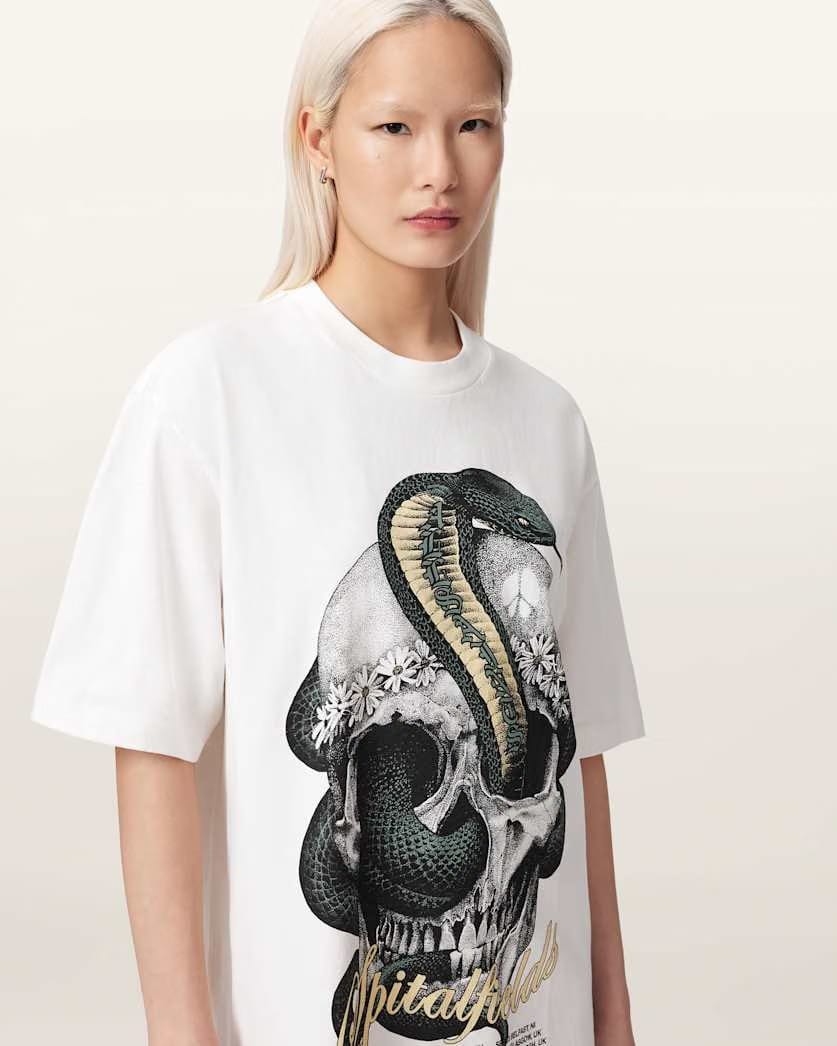 AllSaints Snakehead Mini T Shirt Dress Women's Chalk White Women's
