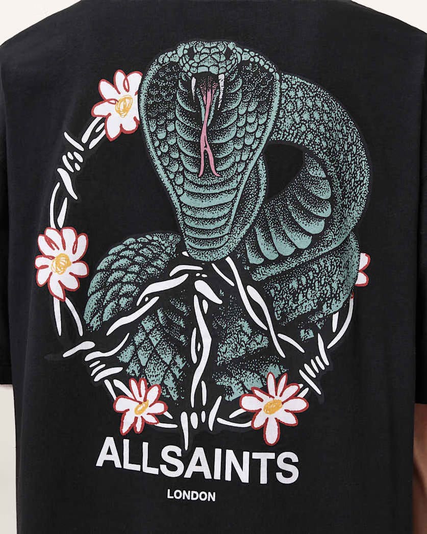 AllSaints Snakebite Short Sleeve Crew T Shirt Washed Black