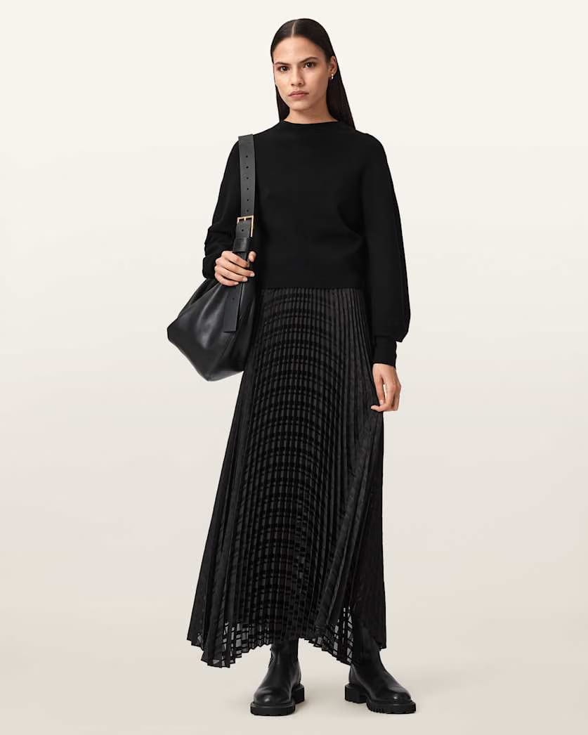 AllSaints Sinead 2 In 1 Pleated Dress Women's Black Women's