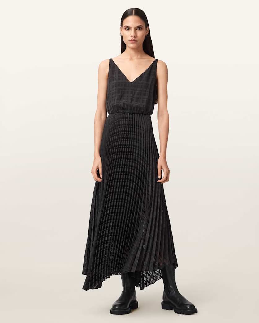 AllSaints Sinead 2 In 1 Pleated Dress Women's Black Women's