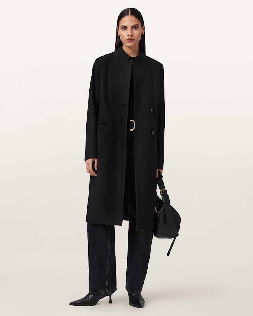 AllSaints Sidney Wool Cashmere Blend Tailored Coat Women's Black Women's