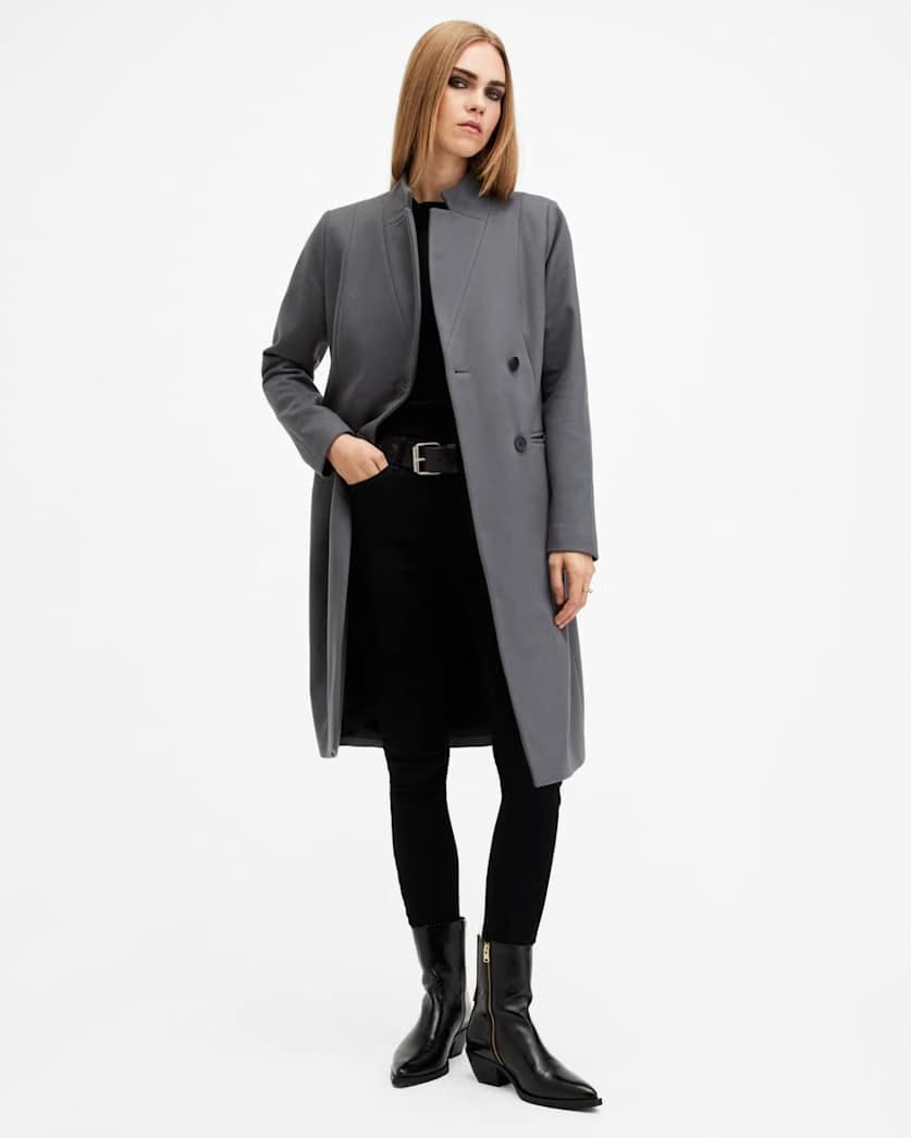 AllSaints Sidney Wool Cashmere Blend Tailored Coat Women's Black Women's