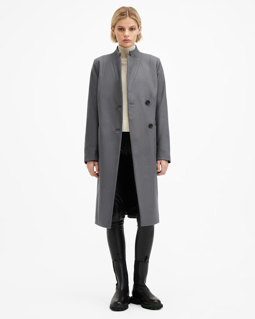 AllSaints Sidney Wool Cashmere Blend Tailored Coat Women's Black Women's