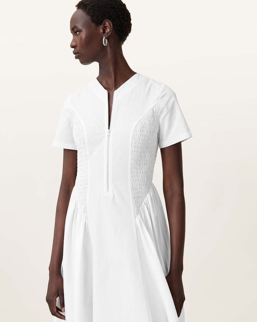 AllSaints Sheena Cotton Midi Dress Women's White Women's