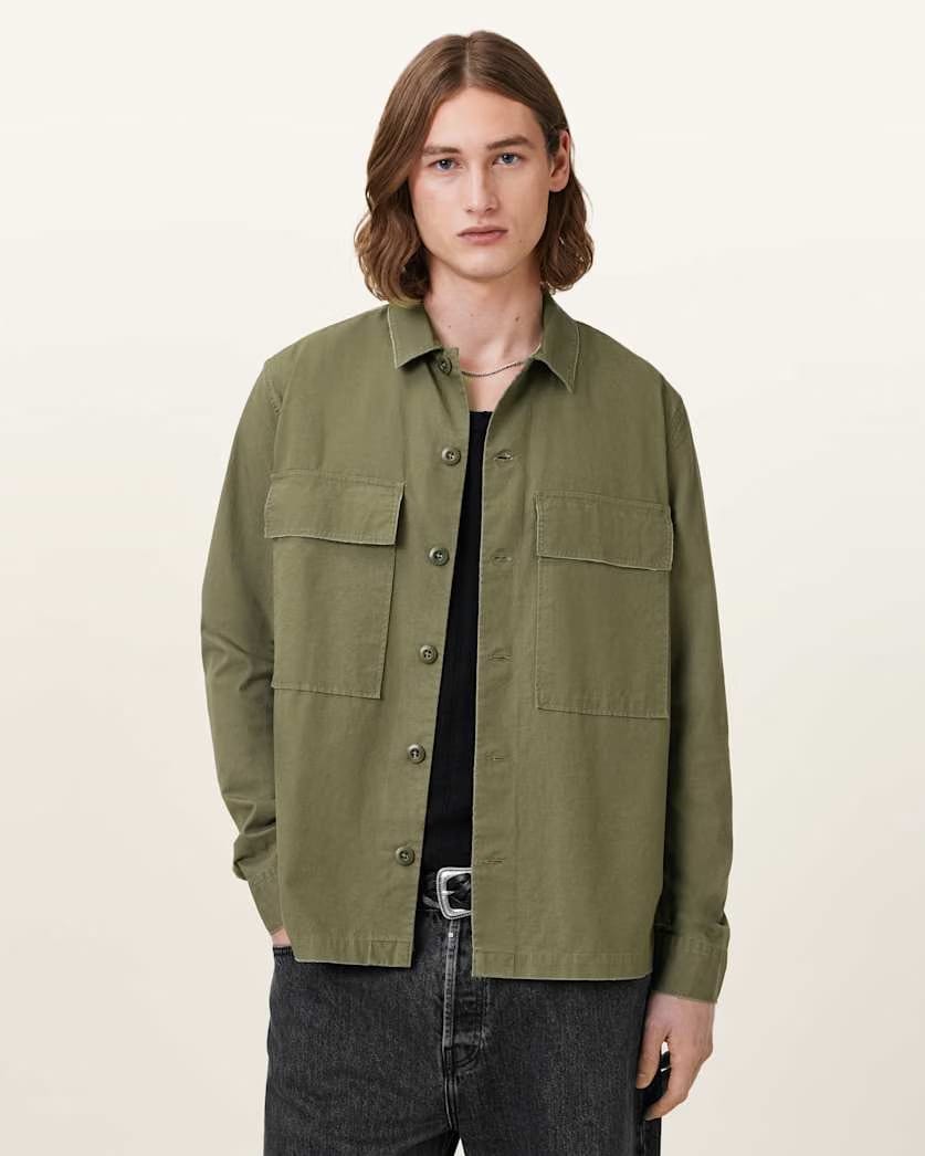 AllSaints Service Relaxed Fit Shirt Pastoral Green