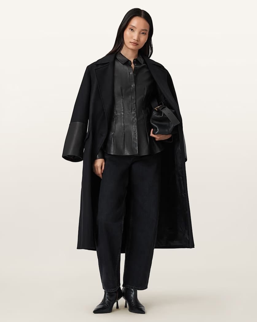 AllSaints Sellma Double Breasted Coat Women's Black Women's