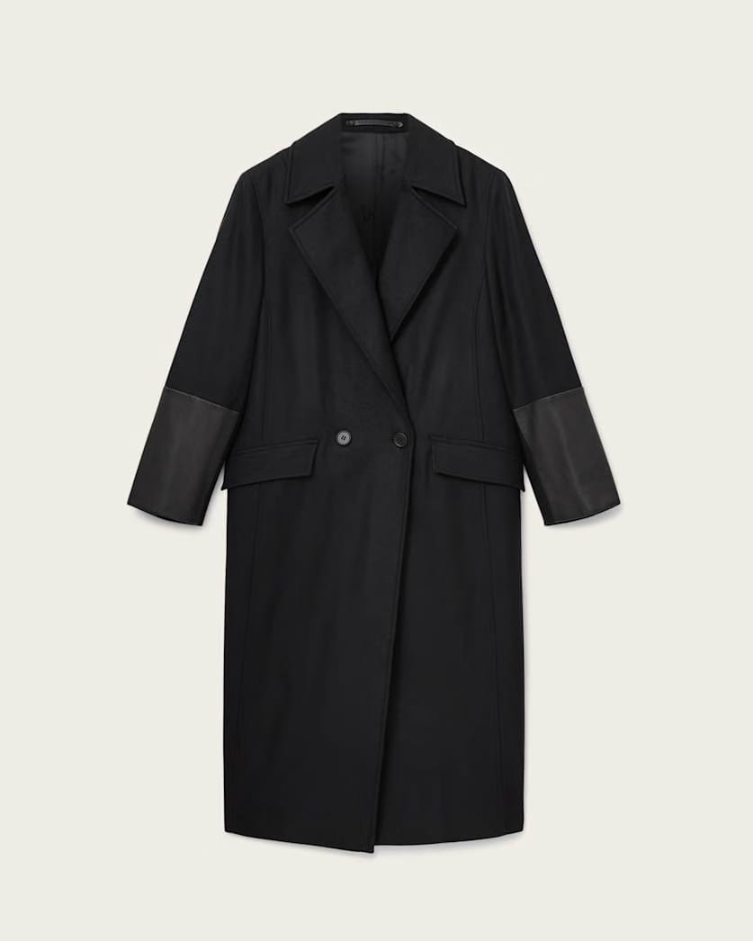 AllSaints Sellma Double Breasted Coat Women's Black Women's